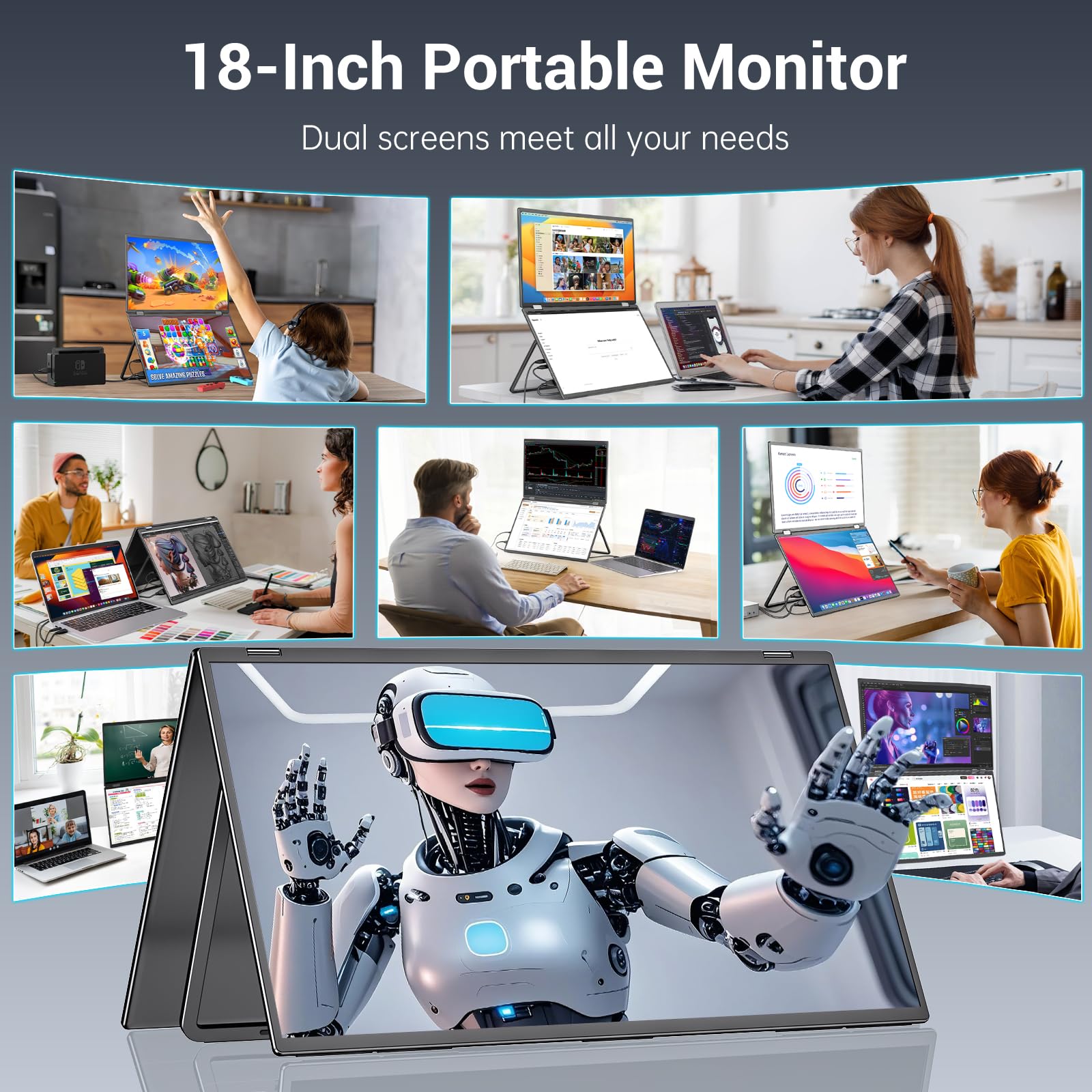 Amazon.co.jp: InnoView 18.5インチ デュアルポータブルモニター 100Hz